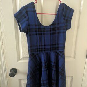 Planet Gold Blue Plaid Dress